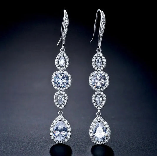 Wedding Jewelry - Cubic Zirconia Bridal Earrings - Available in Silver and Rose Gold
