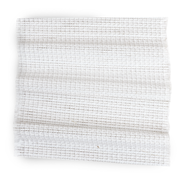 Milk woven wood sample in a soft white textured weave, made to order in the USA with short lead times