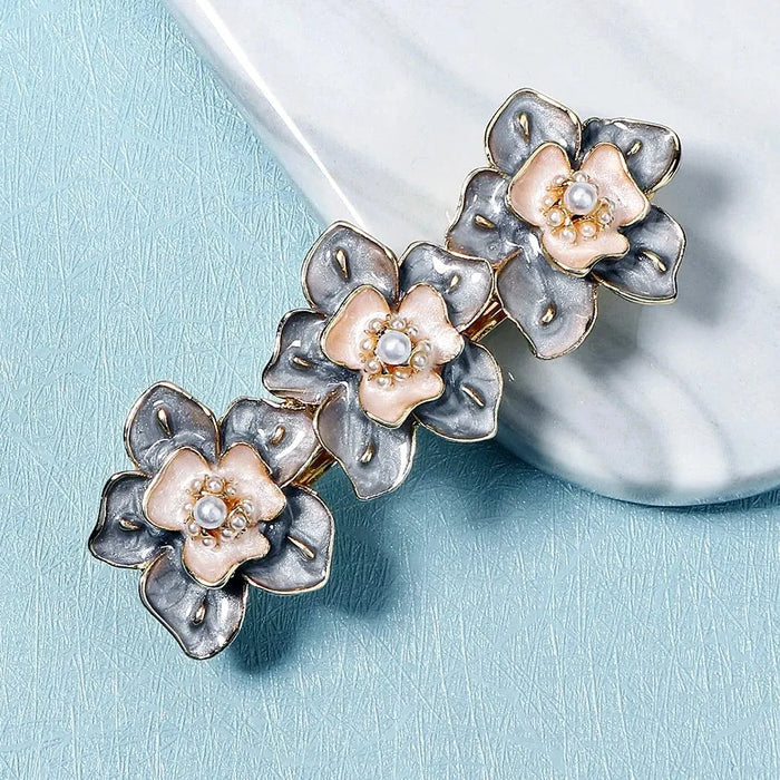Wedding Hair Accessories - Pearl Enameled Hair Clip / Barrette