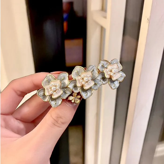 Wedding Hair Accessories - Pearl Enameled Hair Clip / Barrette