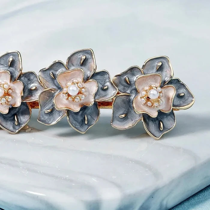 Wedding Hair Accessories - Pearl Enameled Hair Clip / Barrette