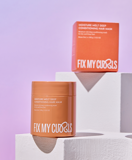 Moisture Melt Deep Conditioning Hair Mask of Fix My Curls has been presented on white blocks