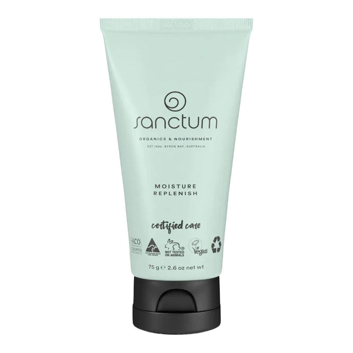Sanctum moisturising cream tube on a white background.