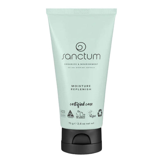 Sanctum moisturising cream tube on a white background.