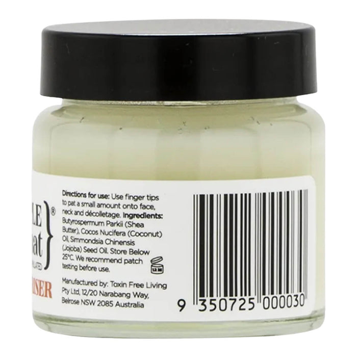 Jar of skincare product with label and barcode on a white background