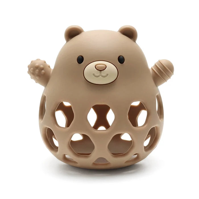 Rammelaartje - Motor Skills Ball - Silicone - Bear/Sand