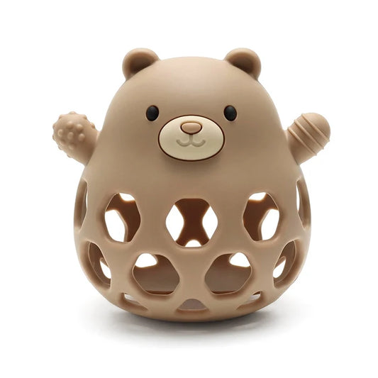 Rammelaartje - Motor Skills Ball - Silicone - Bear/Sand