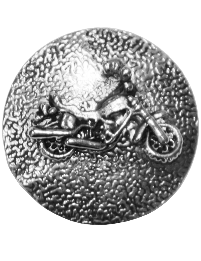 Silver motorcycle hair hook, front view