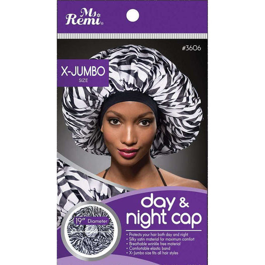 Ms. Remi Satin Day & Night Cap X-Jumbo, Zebra Print
