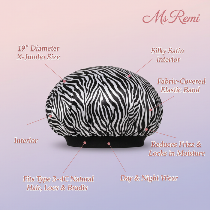 Ms. Remi Satin Day & Night Cap X-Jumbo, Zebra Print