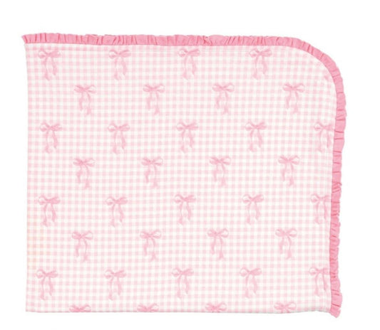 Mud Pie Gingham Bow Arrival Blanket