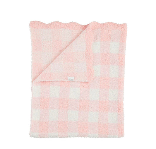 Mud Pie Pink Gingham Chenille Blanket