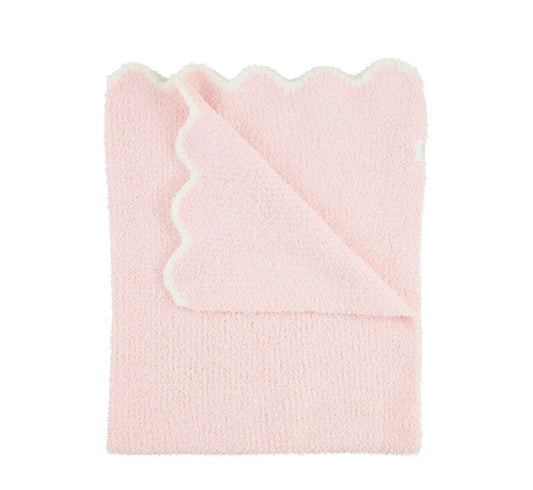 Mud Pie Pink Scallop Chenille Blanket