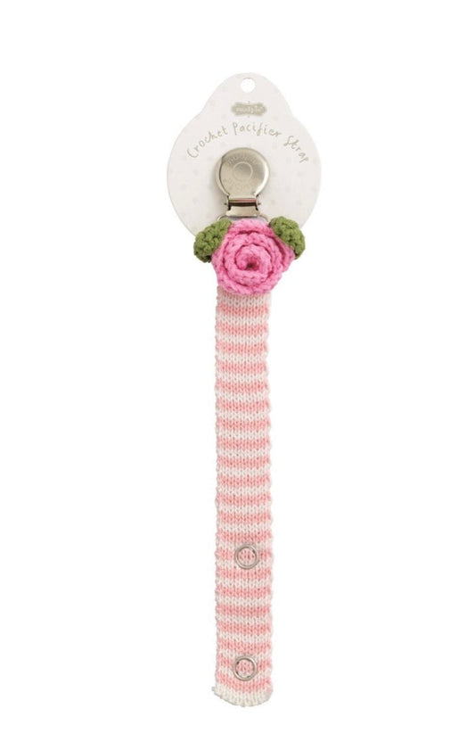Mud Pie Rose Crochet Paci Clip