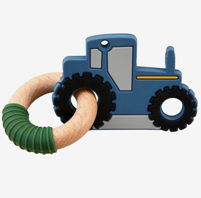 Mud Pie Silicone Teether Blue Tractor