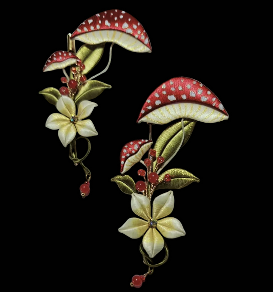 Mushroom Handmade Brooch - Silk Brooch(Chanhua)