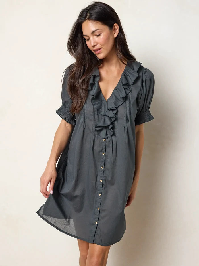 My Favorite Cotton Mini Dress - Charcoal-view 1