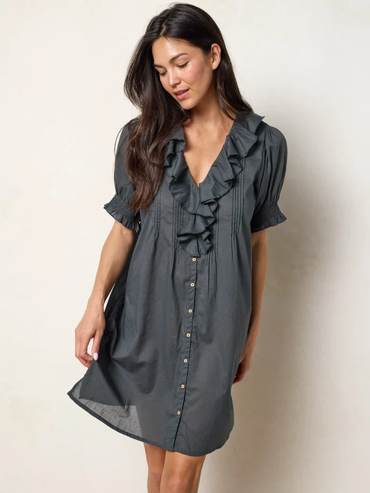 My Favorite Cotton Mini Dress - Charcoal-view 1