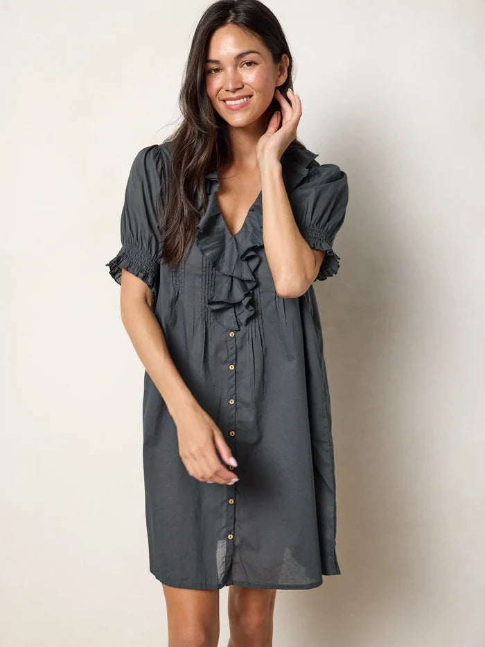 My Favorite Cotton Mini Dress - Charcoal-view 3