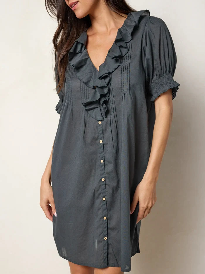 My Favorite Cotton Mini Dress - Charcoal-view 4