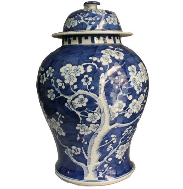 Navy Cherry Blossom Ginger Jar by The Enchanted Home