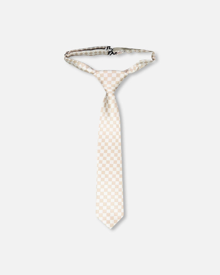 Neck Tie White And Sand Check-0