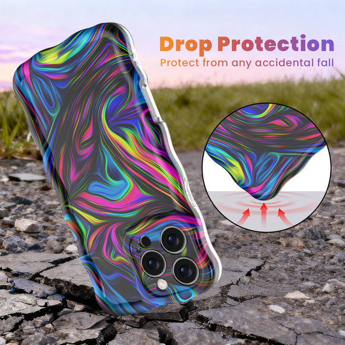 Neon Taffy Wavy Luxe MagSafe Case for iPhone â The fluid marble design features hypnotic swirls and waves in electric neon colors that shift and flow across your phone like melted taffy or liquid art.
