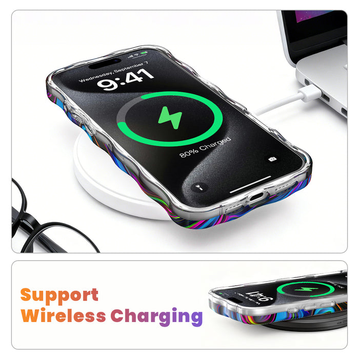 Neon Taffy Wavy Luxe MagSafe Case for iPhone â The fluid marble design features hypnotic swirls and waves in electric neon colors that shift and flow across your phone like melted taffy or liquid art.