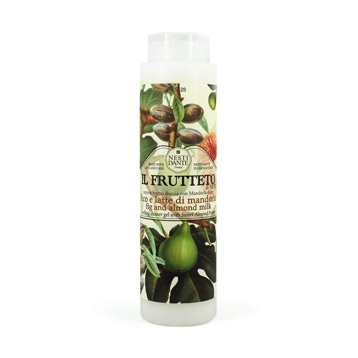 Fig & almond milk shower gel (300 ml) bottle with fruit and nut label