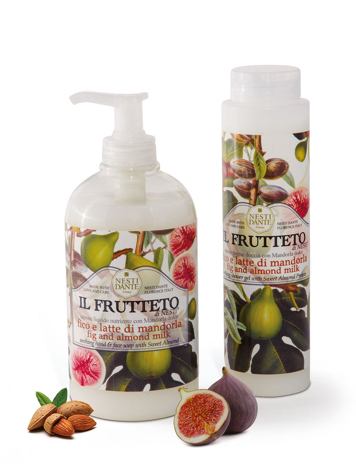 Fig & almond milk shower gel set: pump bottle and 300 ml bottle with figs and almonds