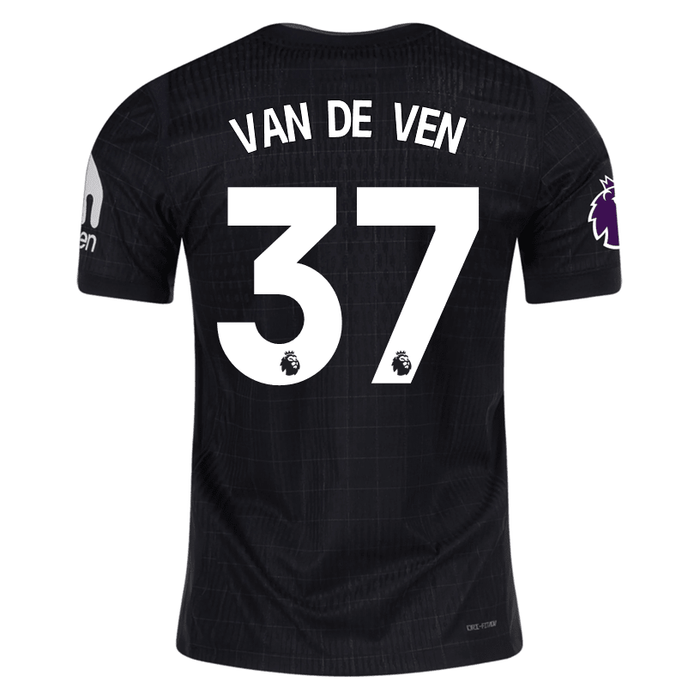 Nike Van de ven Tottenham Hotspur Authentic Away Jersey 25/26 w/ EPL Patch (Black/Iron) | SoccerWearhouse