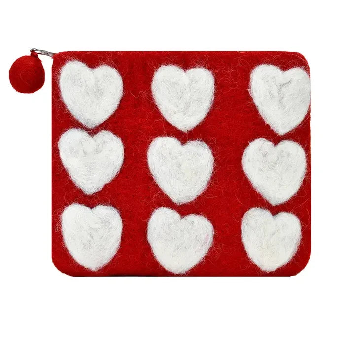 Nine Hearts Felted Coin Purse
