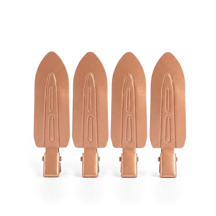 Four Olla Bella No-Crease Cuties - Creaseless Hair Clips arranged in a row on a clean white background.