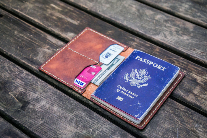 No.06 Leather Passport Holder - Crazy Horse Orange