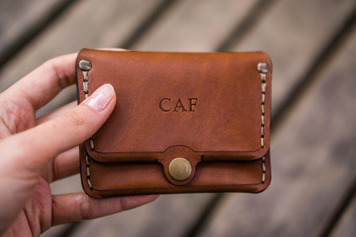 No.38 Personalized Minimalist Hanmade Leather Wallet - Brown
