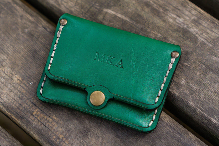 No.38 Personalized Minimalist Hanmade Leather Wallet - Green