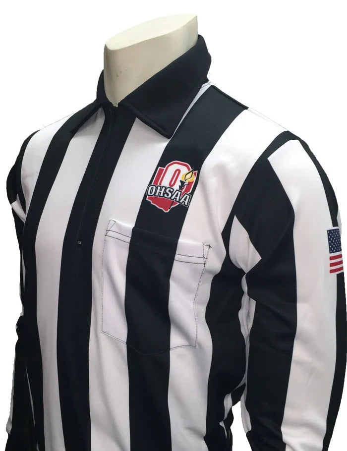 Ohio (OHSAA) Smitty 2 1/4" Stripe Fleece Lined Cold Weather Football Referee Shirt