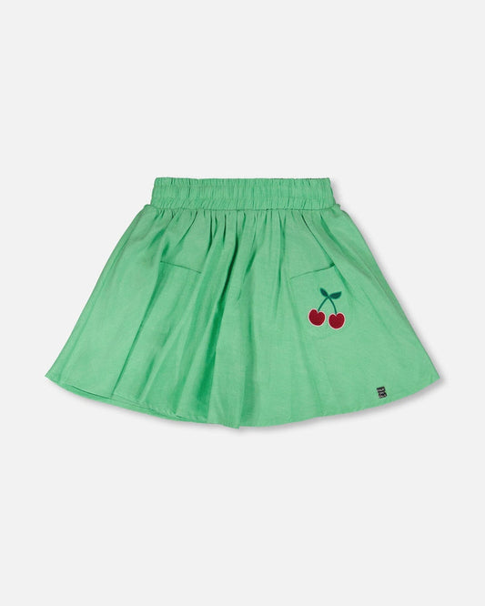 Organic Cotton Skort With Embroidery Green-0