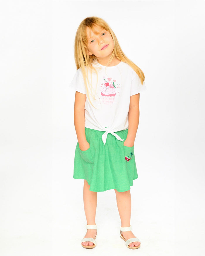 Organic Cotton Skort With Embroidery Green-1