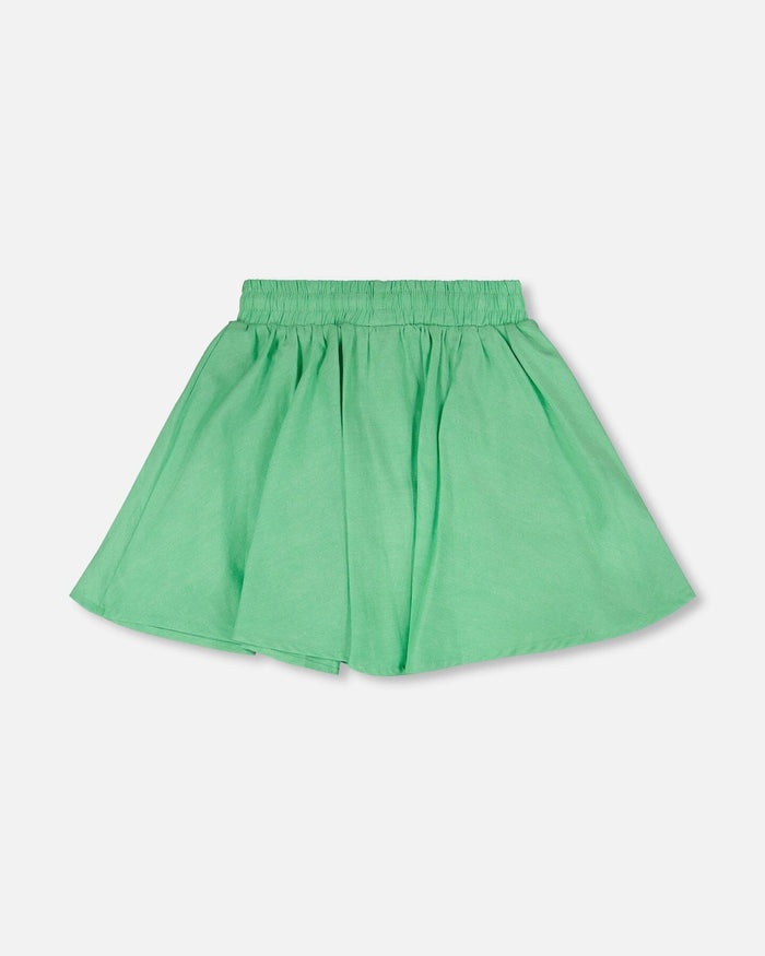 Organic Cotton Skort With Embroidery Green-2