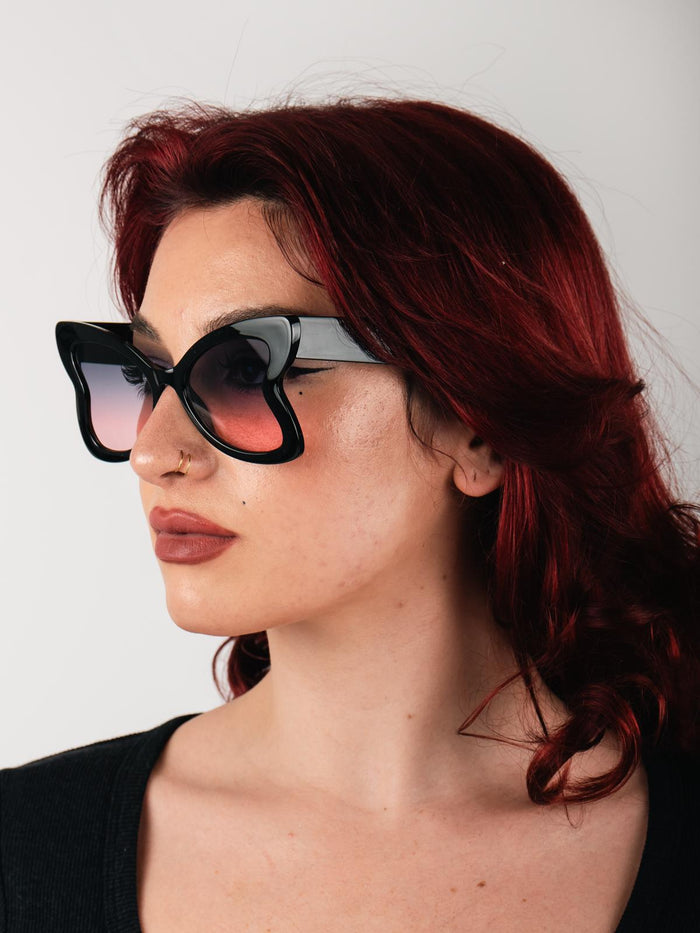 Oversized Butterfly Sunglasses | Black/Purple-Image 2