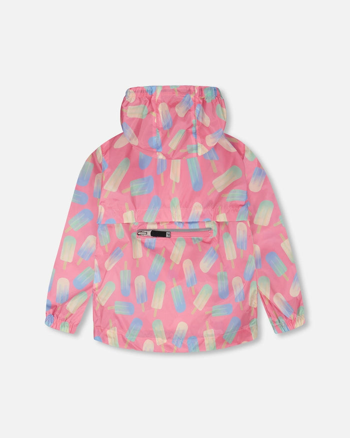 Packable Windbreaker In Polyester Pink Lollipop Print-2
