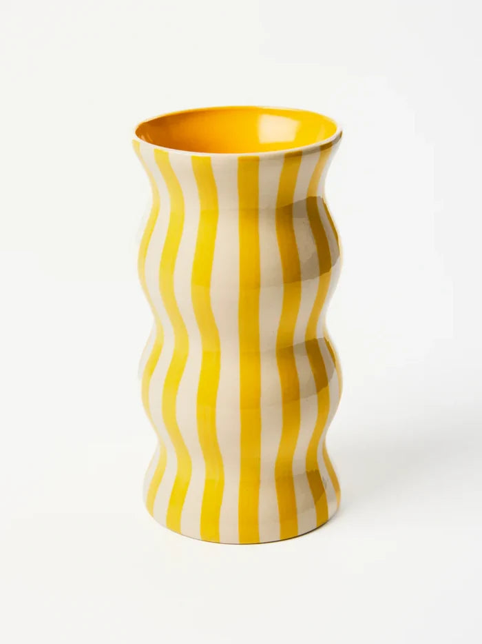 PALMA YELLOW STRIPE VASE - Darling & Domain