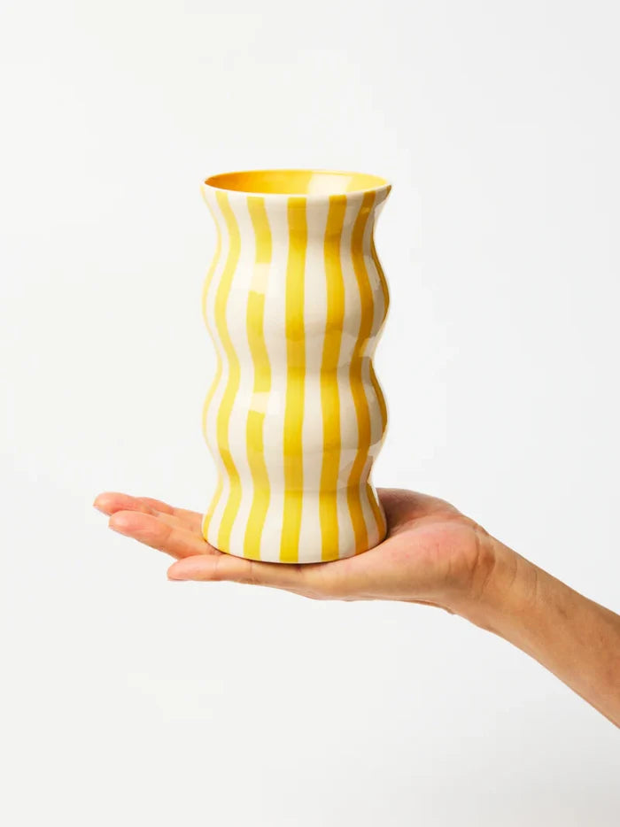 PALMA YELLOW STRIPE VASE - Darling & Domain