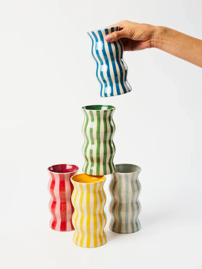 PALMA YELLOW STRIPE VASE - Darling & Domain