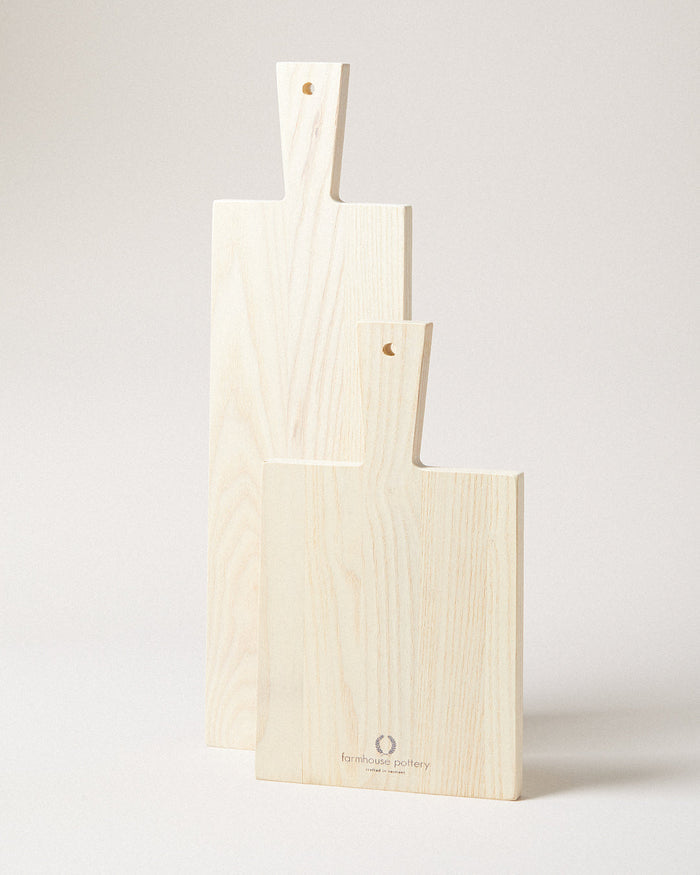 Pantry Ash Cutting Board — White cutting board sizes; Farmhouse Pottery