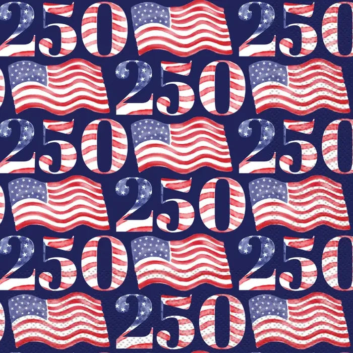 Paper Cocktail Napkin 20Ct USA 250 Flags Semiquincentennial
