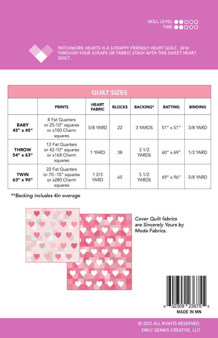 Patchwork Hearts Quilt Pattern by Quilty Love