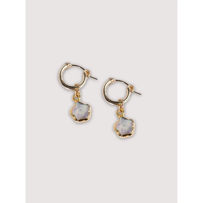 Pearl Flower Huggie Hoops- Gold Filled