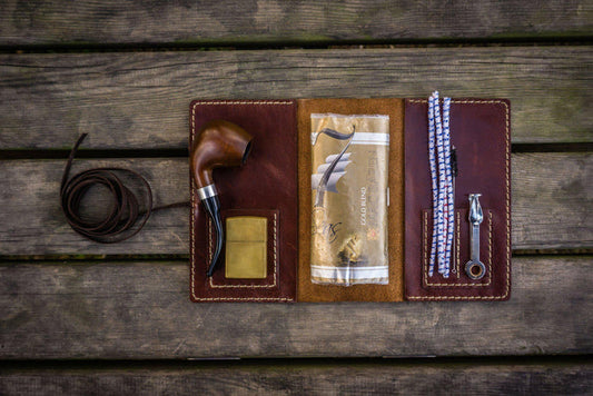 Personalized Leather Pipe Pouch/Pipe Roll - Brown